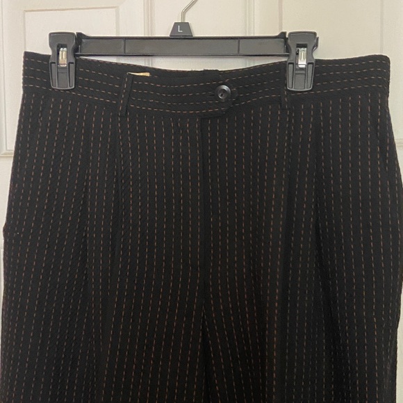 Escada Pants - Vintage Escada Black and Brown Striped Pants